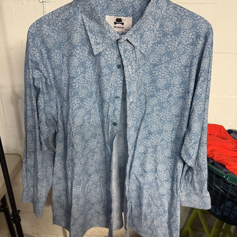 Winston blue/white muted floral dress shirt long sleeve size 2XL